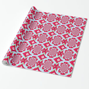 Rotes und grünes Fraktalmuster Geschenkpapier