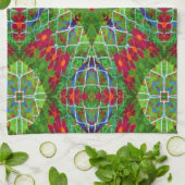 Rotes und grünes geometrisches Design Geschirrtuch (Gefaltet)