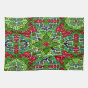 Rotes und grünes geometrisches Design Geschirrtuch