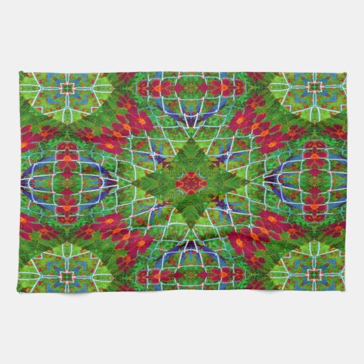 Rotes und grünes geometrisches Design Geschirrtuch (Horizontal)
