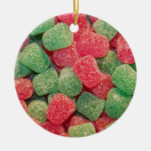 Rotes und grünes Gumdrops Süßes Foto Keramikornament (Vorne)