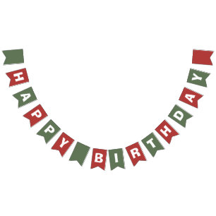 Rotes und grünes Happy 1. Geburtstag Wimpelkette