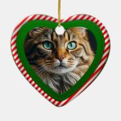 Rotes und grünes Herz Personalisiert mit Foto Keramik Ornament (Hinten)