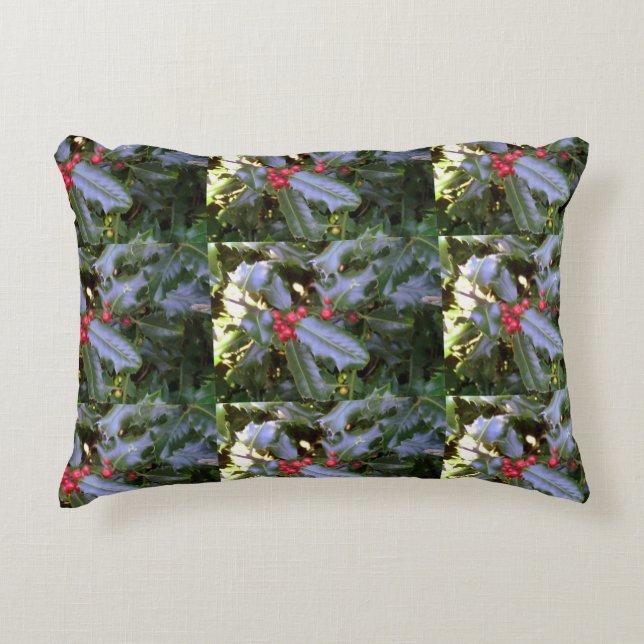 Rotes und grünes Holly Cushion Dekokissen (Vorderseite)