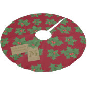 Rotes und grünes Holly Monogram Weihnachtsbaumrock Polyester Weihnachtsbaumdecke (Schrägansicht)