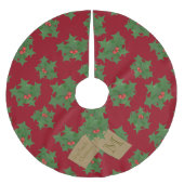 Rotes und grünes Holly Monogram Weihnachtsbaumrock Polyester Weihnachtsbaumdecke (Vorderseite)