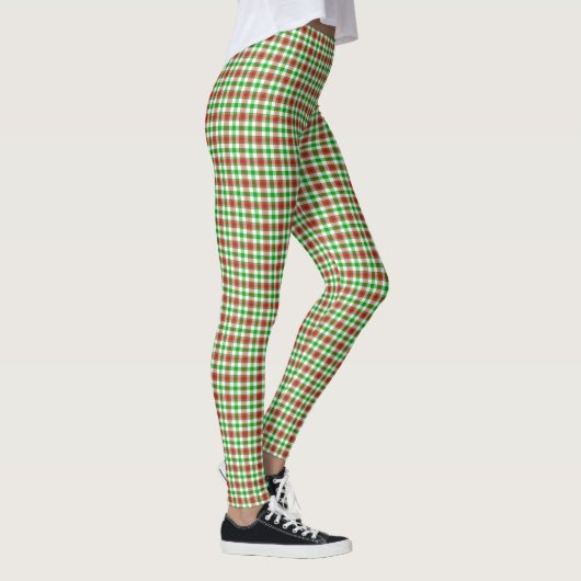 Rotes und grünes kariertes Muster Leggings (Rechts)