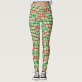 Rotes und grünes kariertes Muster Leggings (Vorderseite)