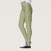 Rotes und grünes kariertes Muster Leggings (Links)