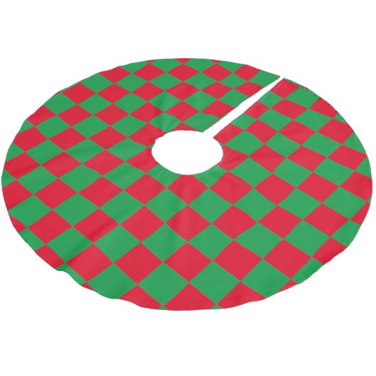 Rotes und grünes kariertes Muster Polyester Weihnachtsbaumdecke (Schrägansicht)