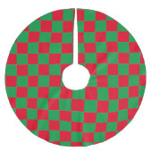 Rotes und grünes kariertes Muster Polyester Weihnachtsbaumdecke (Vorderseite)
