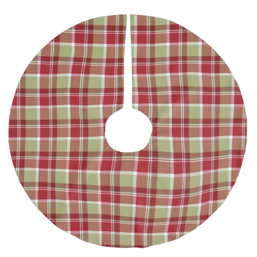 ROTES UND GRÜNES KARIERTES PATTER POLYESTER WEIHNACHTSBAUMDECKE (Vorderseite)