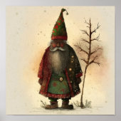 Rotes und grünes Kariertes Wald Gnome Black Santa Poster (Vorne)