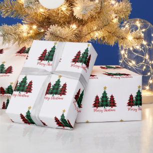 Rotes und grünes Kariertes Weihnachtsbaumumschlag Geschenkpapier