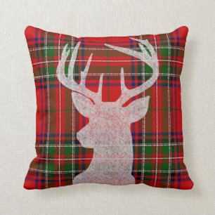 Rotes und grünes kariertes Weihnachtskissen Kissen