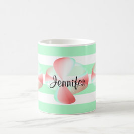 Rotes und grünes Kreissmuster mit grünen Streifen Kaffeetasse