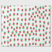 Rotes und grünes, lebendiges Erdbeermuster Geschenkpapier (Flach)