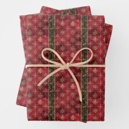 Rotes und grünes mittelalterliches Weihnachtswacke Geschenkpapier Set