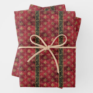 Rotes und grünes mittelalterliches Weihnachtswacke Geschenkpapier Set
