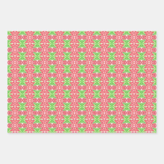Rotes und grünes Mosaikpapier Geschenkpapier Set (Vorderseite 2)