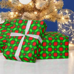 Rotes und grünes Muster Geschenkpapier