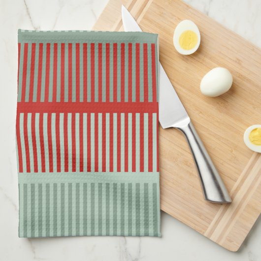 Rotes und grünes Muster Geschirrtuch (Viertel Falte)