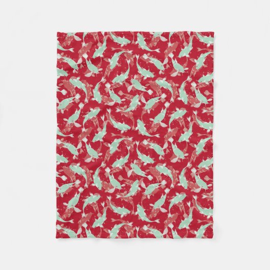 Rotes und grünes Muster - Koi Fish Fleecedecke (Vorderseite)