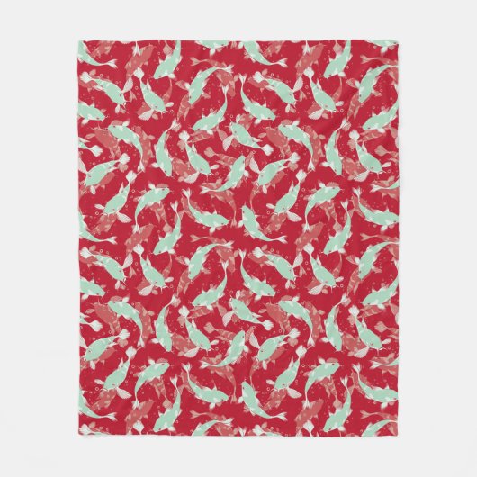 Rotes und grünes Muster - Koi Fish Fleecedecke (Vorderseite)