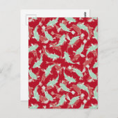 Rotes und grünes Muster - Koi Fish Postkarte (Vorne/Hinten)