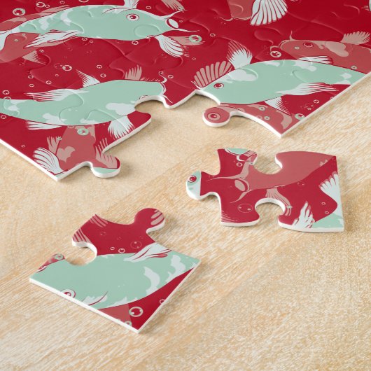 Rotes und grünes Muster - Koi Fish Puzzle (Seite)