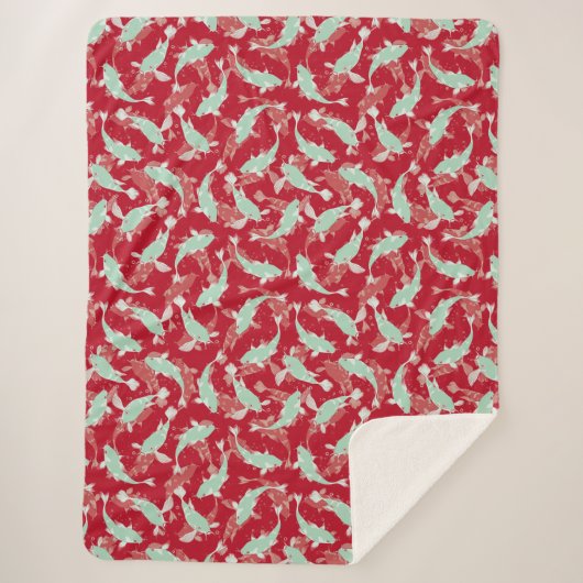 Rotes und grünes Muster - Koi Fish Sherpadecke (Vorderseite)