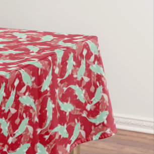 Rotes und grünes Muster - Koi Fish Tischdecke