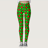 Rotes und grünes Muster Leggings (Vorderseite)