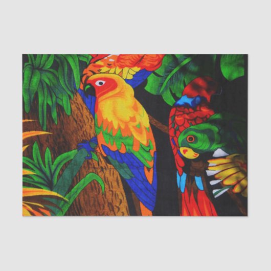 Rotes und grünes Papageien-Seidenpapier Seidenpapier (Vorderseite)