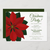 Rotes und grünes Poinsettia Weihnachtsfest Party Einladung (Vorne/Hinten)