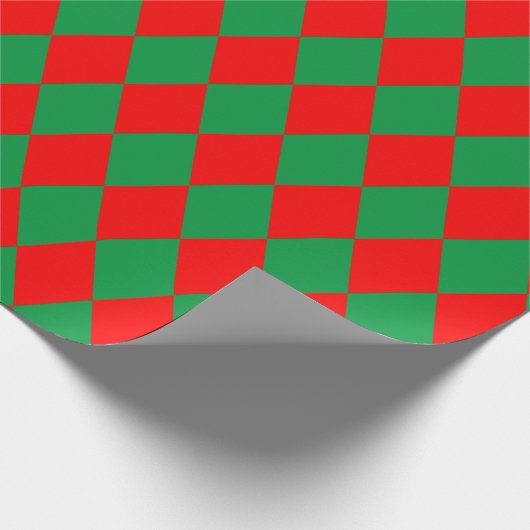 Rotes und grünes Rautenharlequin-Muster Weihnachte Geschenkpapier (Ecke)