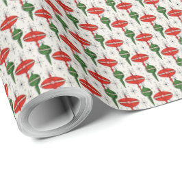 Rotes und grünes Retro Weihnachten verziert Geschenkpapier
