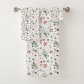 Rotes und grünes Schneeflocken Weihnachten Badhandtuch Set (Insitu)