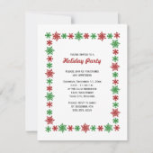 Rotes und grünes Schneeflocken Weihnachts-Party Einladung (Vorderseite)