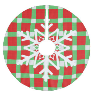 Rotes und grünes Schneeflocken Weihnachtsbaumrock Polyester Weihnachtsbaumdecke