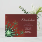 Rotes und grünes Schneeflockencocktail Party Einladung (Stehend Vorderseite)