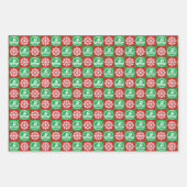 Rotes und grünes Schwimmen & Tauchen Weihnachten Geschenkpapier Set (Vorderseite)