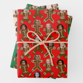 Rotes und grünes Sechs Foto Lebkuchen Urlaub Geschenkpapier Set (Beispiel)