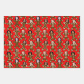 Rotes und grünes Sechs Foto Lebkuchen Urlaub Geschenkpapier Set (Vorderseite)