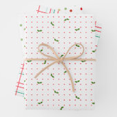 Rotes und grünes Set zu Weihnachten von 3 Geschenkpapier Set (Beispiel)