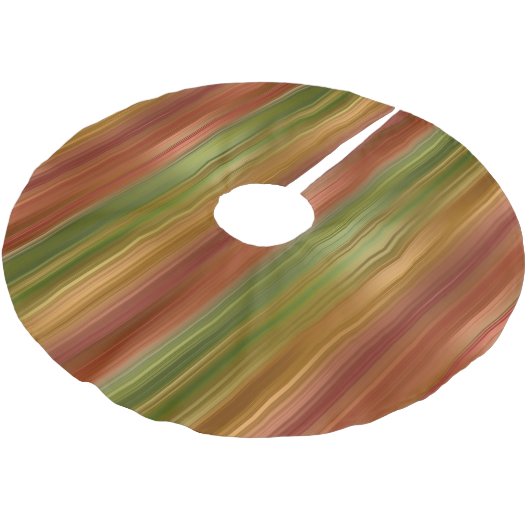 Rotes und grünes Streifen-Baumrock Polyester Weihnachtsbaumdecke (Schrägansicht)