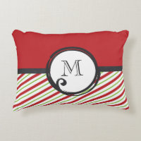 Rotes und grünes Streifenmuster mit Monogramm