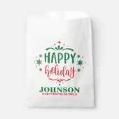 Rotes und grünes Weihnachts-Happy Office-Party Geschenktütchen (Vorderseite)