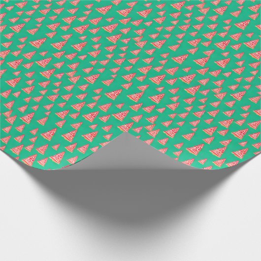 Rotes und grünes Weihnachtsbaum-Umschlagpapier Geschenkpapier (Ecke)