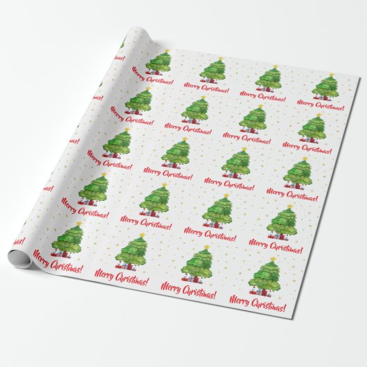 Rotes und grünes Weihnachtsbaumpapier Geschenkpapier (Ungerollt)